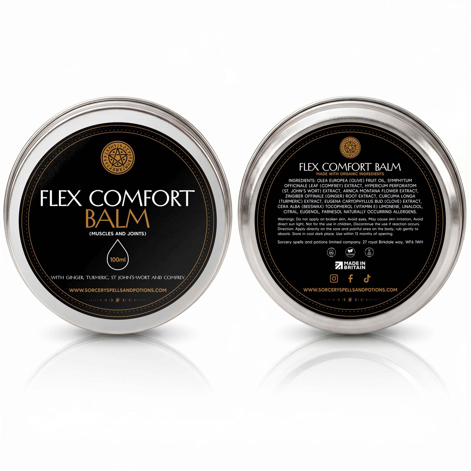 Natural body comfort balm with arnica comfrey and turmeric
